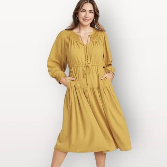 Old Navy Waist-Defined Crinkle-Textured Long-Sleeve Midi Dress/ 2X. - Picture 12 of 12